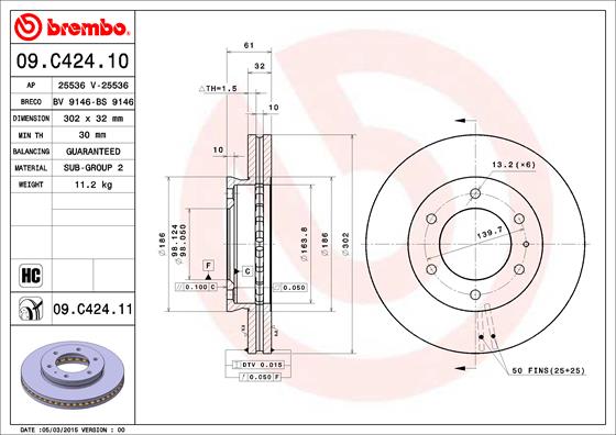 Bremsscheibe Vorderachse Brembo 09.C424.11