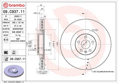 Bremsscheibe Vorderachse Brembo 09.C937.11