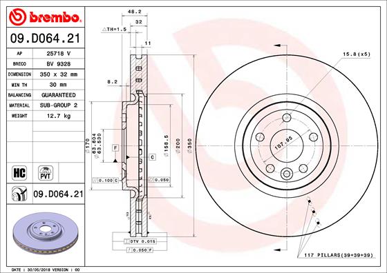 Bremsscheibe Vorderachse Brembo 09.D064.21