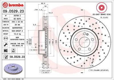 Bremsscheibe Vorderachse Brembo 09.D529.23