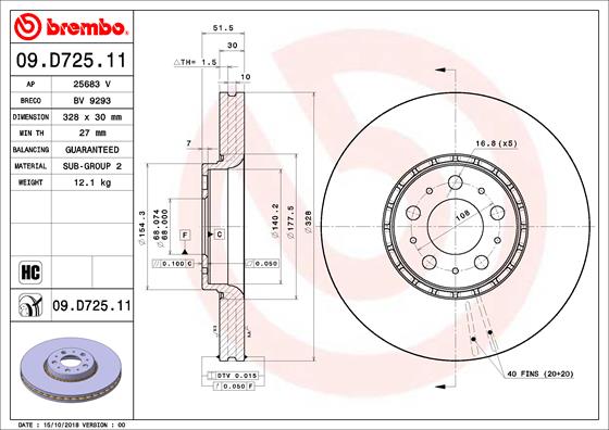 Bremsscheibe Vorderachse Brembo 09.D725.11