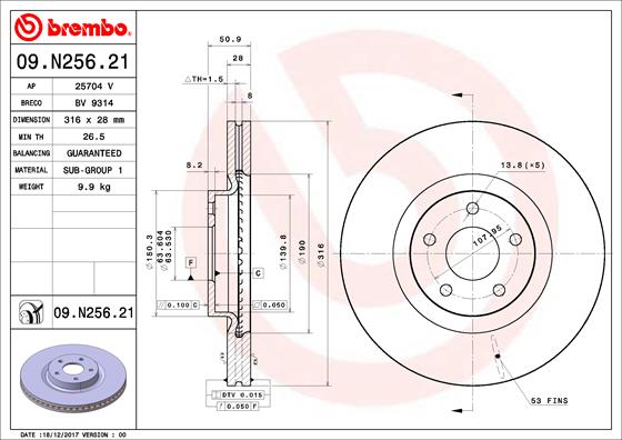 Bremsscheibe Vorderachse Brembo 09.N256.21