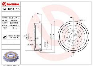 Bremstrommel Hinterachse Brembo 14.A854.10