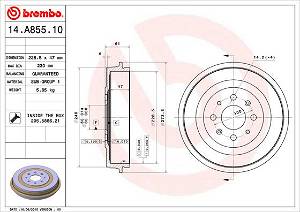 Bremstrommel Hinterachse Brembo 14.A855.10