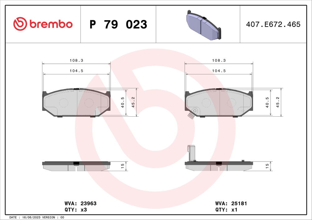 Bremsbelagsatz, Scheibenbremse Vorderachse Brembo P 79 023