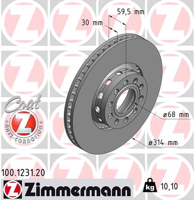 Bremsscheibe Vorderachse Zimmermann 100.1231.20