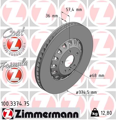 Bremsscheibe Vorderachse Zimmermann 100.3374.75