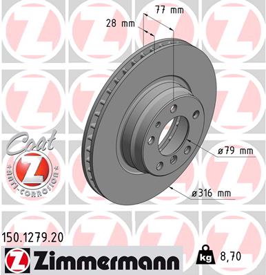 Bremsscheibe Vorderachse Zimmermann 150.1279.20