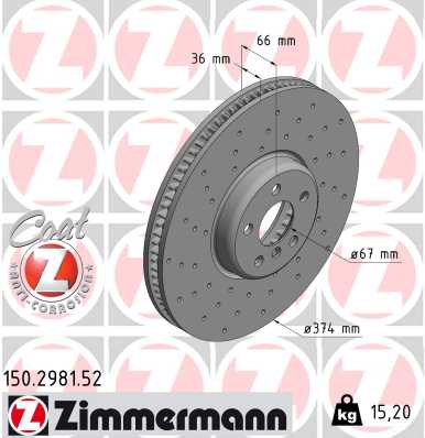 Bremsscheibe Vorderachse rechts Zimmermann 150.2981.52