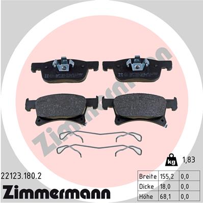 Bremsbelagsatz, Scheibenbremse Vorderachse Zimmermann 22123.180.2