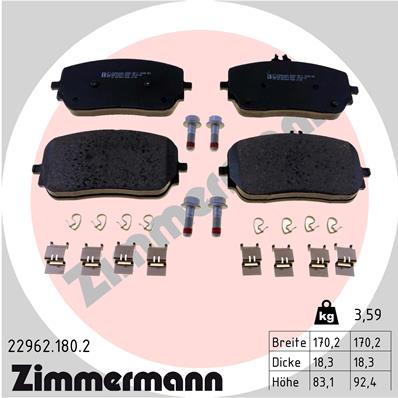 Bremsbelagsatz, Scheibenbremse Vorderachse Zimmermann 22962.180.2