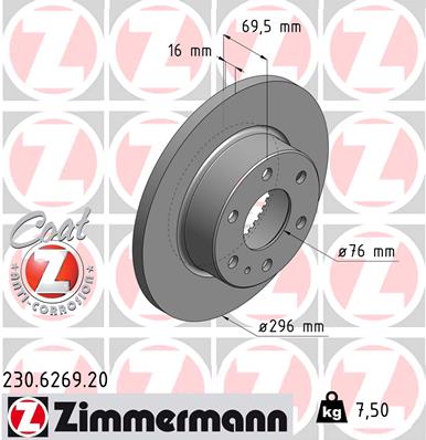 Bremsscheibe Hinterachse Zimmermann 230.6269.20