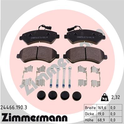 Bremsbelagsatz, Scheibenbremse Vorderachse Zimmermann 24466.190.3