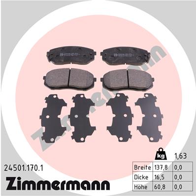 Bremsbelagsatz, Scheibenbremse Vorderachse Zimmermann 24501.170.1