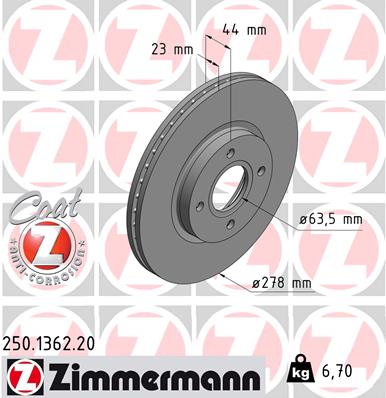 Bremsscheibe Vorderachse Zimmermann 250.1362.20