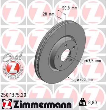 Bremsscheibe Vorderachse Zimmermann 250.1375.20