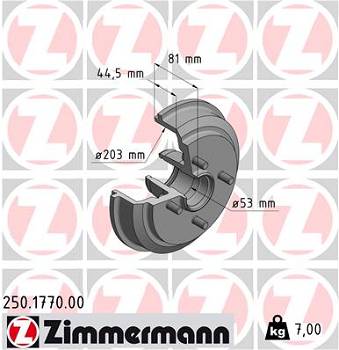 Bremstrommel Hinterachse Zimmermann 250.1770.00