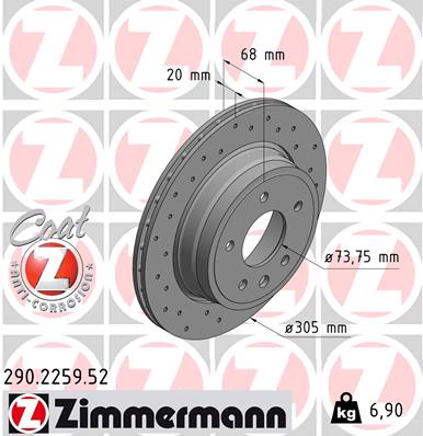 Bremsscheibe Hinterachse Zimmermann 290.2259.52