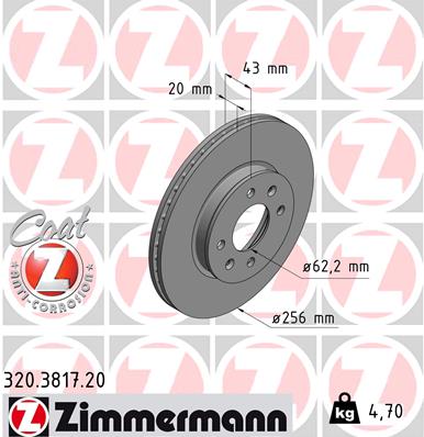 Bremsscheibe Vorderachse Zimmermann 320.3817.20