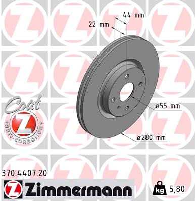 Bremsscheibe Vorderachse Zimmermann 370.4407.20