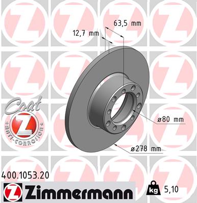 Bremsscheibe Vorderachse Zimmermann 400.1053.20