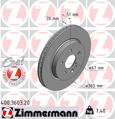 Bremsscheibe Vorderachse Zimmermann 400.3603.20