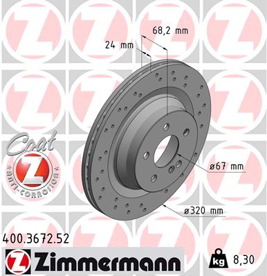 Bremsscheibe Hinterachse Zimmermann 400.3672.52