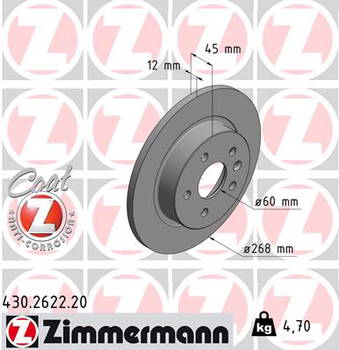 Bremsscheibe Hinterachse Zimmermann 430.2622.20