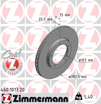 Bremsscheibe Vorderachse Zimmermann 460.1017.20