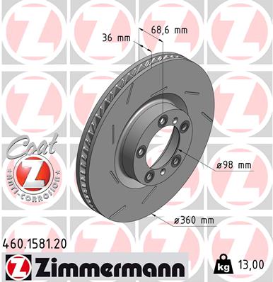 Bremsscheibe Vorderachse rechts Zimmermann 460.1581.20