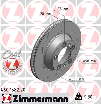 Bremsscheibe Hinterachse links Zimmermann 460.1582.20