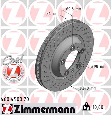 Bremsscheibe Vorderachse links Zimmermann 460.4500.20