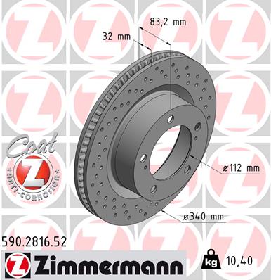 Bremsscheibe Vorderachse Zimmermann 590.2816.52