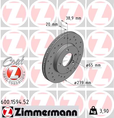 Bremsscheibe Vorderachse Zimmermann 600.1594.52