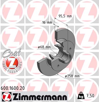 Bremsscheibe Vorderachse Zimmermann 600.1600.20