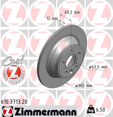 Bremsscheibe Hinterachse Zimmermann 610.3713.20