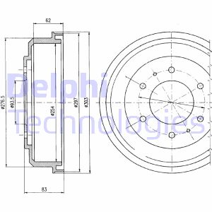 Bremstrommel Hinterachse Delphi BF355