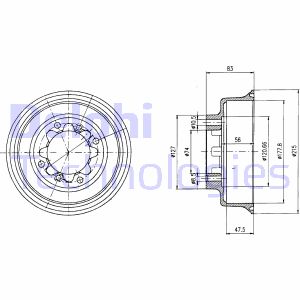 Bremstrommel Hinterachse Delphi BF43