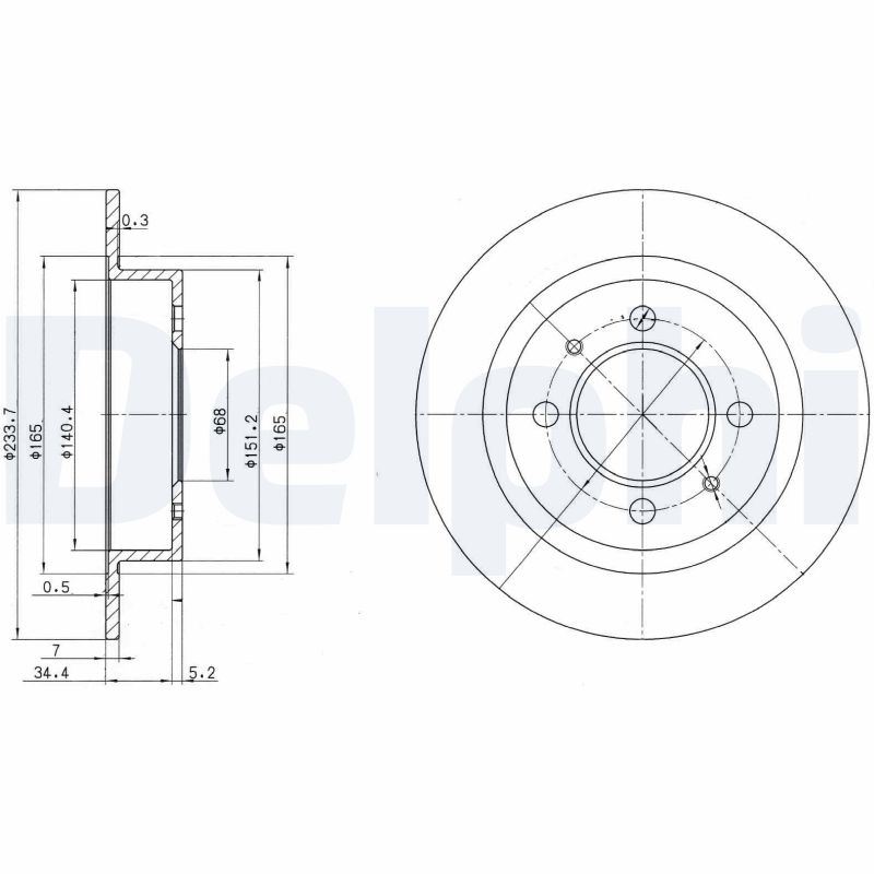 Delphi Bremsscheibe Hinterachse  BG3126