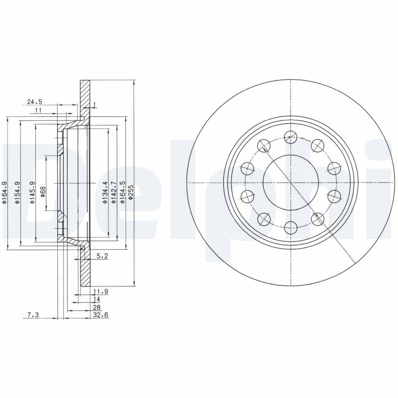 Delphi Bremsscheibe Hinterachse  BG3674C
