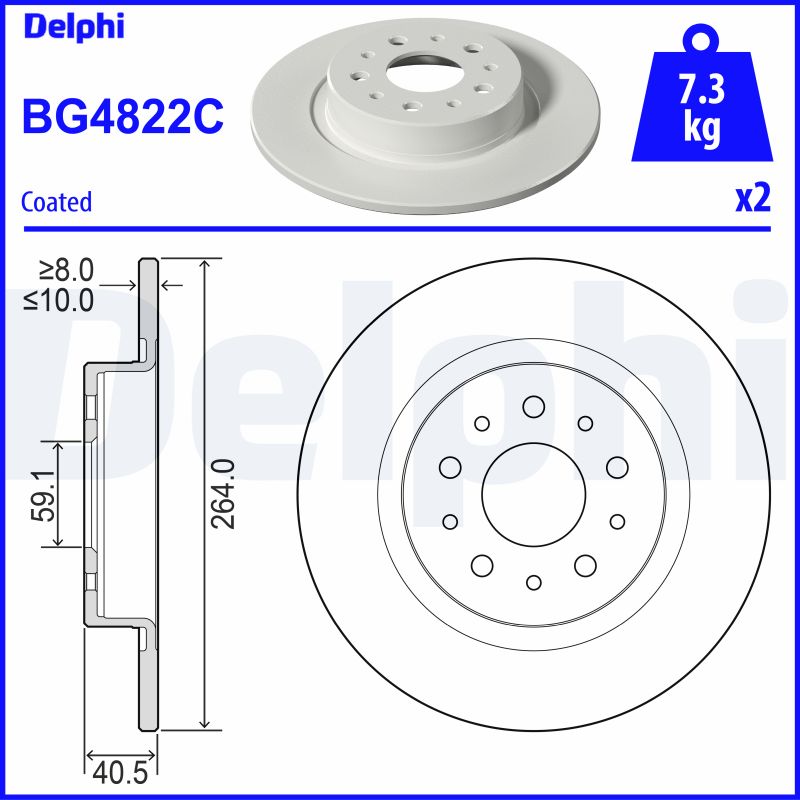 Delphi Bremsscheibe Hinterachse  BG4822C