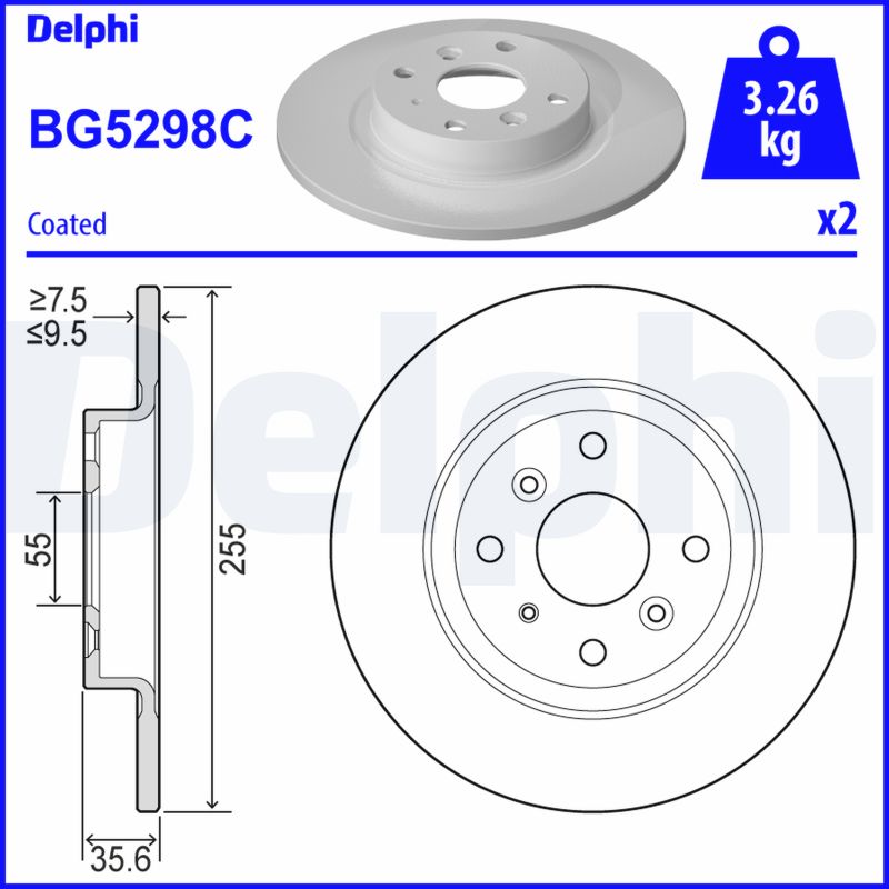 Delphi Bremsscheibe Hinterachse  BG5298C