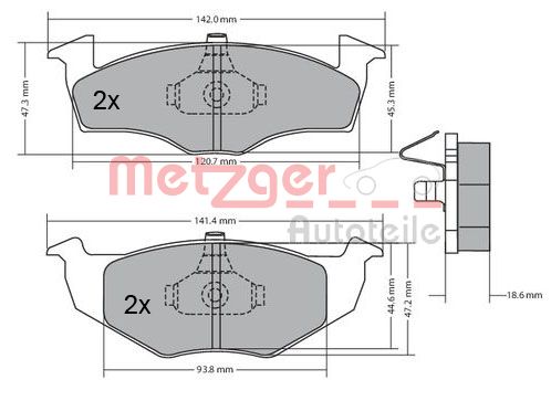 Bremsbelagsatz, Scheibenbremse Vorderachse Metzger 1170217