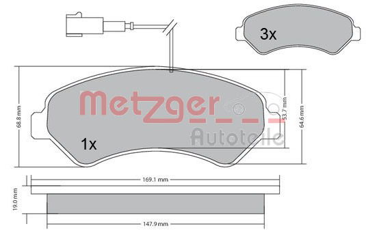 Bremsbelagsatz, Scheibenbremse Vorderachse Metzger 1170248