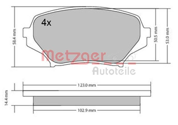 Bremsbelagsatz, Scheibenbremse Vorderachse Metzger 1170589