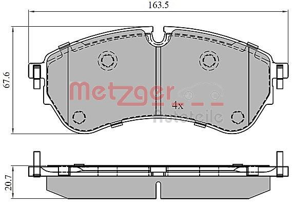 Bremsbelagsatz, Scheibenbremse Metzger 1170906