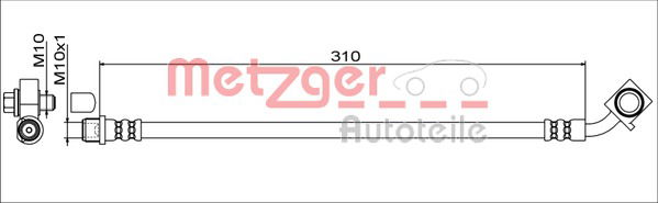 Bremsschlauch Vorderachse rechts Metzger 4111551