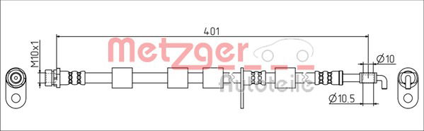 Bremsschlauch Vorderachse links Metzger 4111556