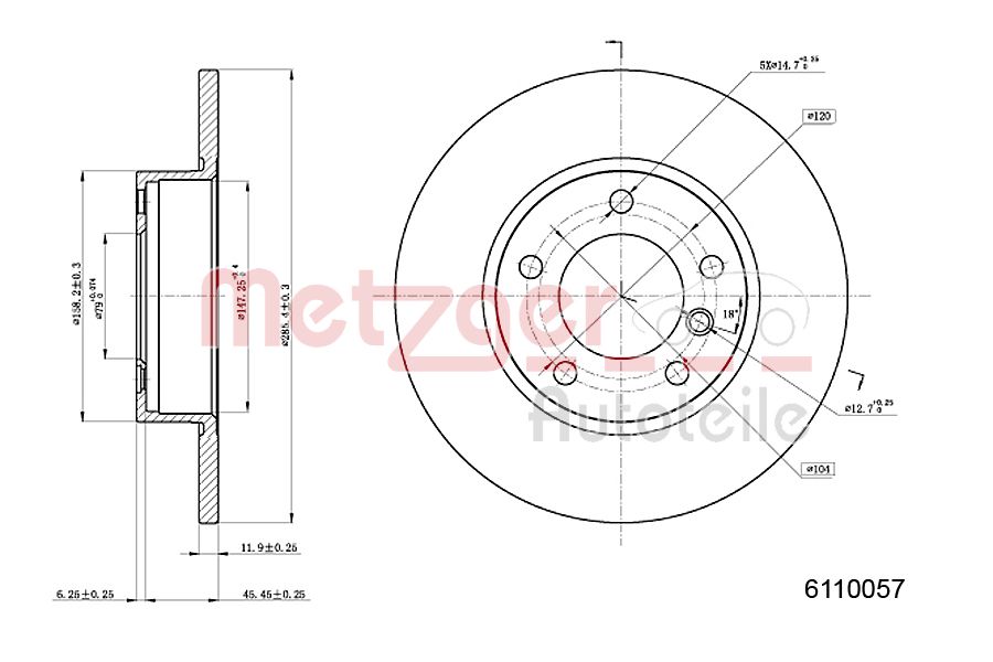 Bremsscheibe Vorderachse Metzger 6110057