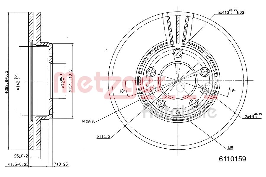 Bremsscheibe Vorderachse Metzger 6110159